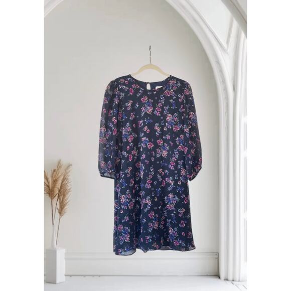 Calvin Klein Navy Blue Floral Shift Classy Dress Size 6 - Picture 1 of 6